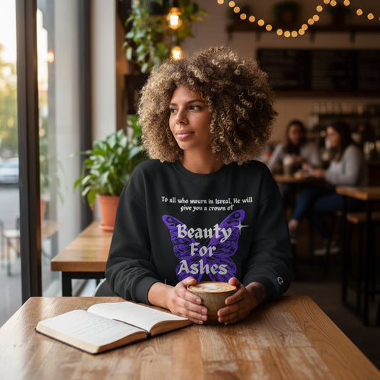 Beauty for Ashes Butterfly Champion Sweatshirt - Havenly Essentials - Sweatshirt - Printify - 21735484409927275660 - Beauty for Ashes Butterfly Champion Sweatshirt