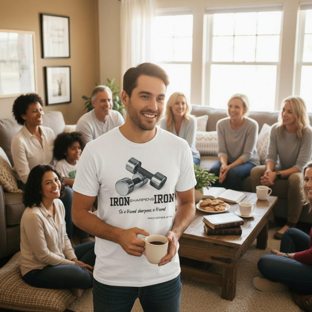 Iron Sharpens Iron Tee - Empowering Faithful Connections - Havenly Essentials - T-Shirt - Printify - 30296033917210917276 - Iron Sharpens Iron Tee - Empowering Faithful Connections