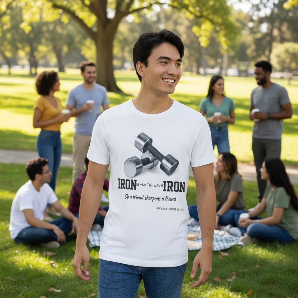 Iron Sharpens Iron Tee - Empowering Faithful Connections - Havenly Essentials - T-Shirt - Printify - 30296033917210917276 - Iron Sharpens Iron Tee - Empowering Faithful Connections