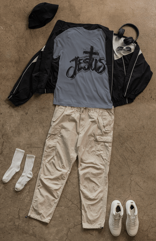 Jesus and Cross T-Shirt - Havenly Essentials - T-Shirt - Printify - 20769579785526668584 - Jesus and Cross T-Shirt