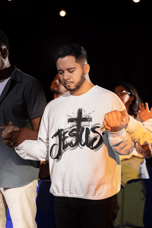 Jesus and the Cross Sweatshirt - Havenly Essentials - Sweatshirt - Printify - 11496669533073328995 - Jesus and the Cross Sweatshirt