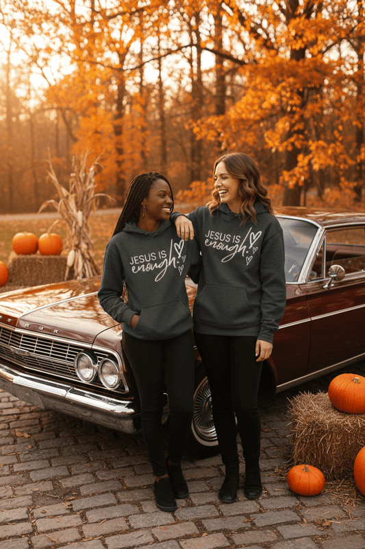 Jesus Is Enough Hoodie with Hearts – Christian Faith Hoodie for All Ages - Havenly Essentials - Hoodie - Printify - 11144935627903481794 -  - Jesus Is Enough Hoodie with Hearts – Christian Faith Hoodie for All Ages