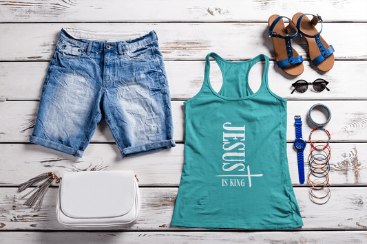 Jesus Is King Tri - Blend Racerback Tank - Havenly Essentials - Tank Top - Printify - 10991817348893144693 - Jesus Is King Tri - Blend Racerback Tank