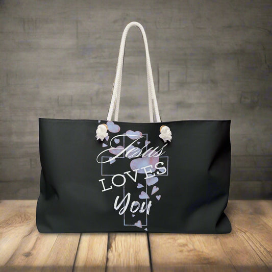 Jesus Loves You Weekender Bag - Havenly Essentials - Bags - Printify - 62925509041325001167 - Jesus Loves You Weekender Bag