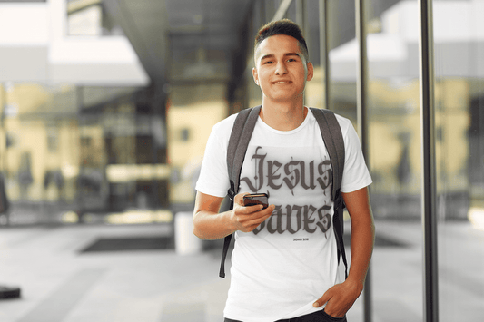 Jesus Saves - Champion T-Shirt - Havenly Essentials - T-Shirt - Printify - 31899762031635209636 - Jesus Saves - Champion T-Shirt